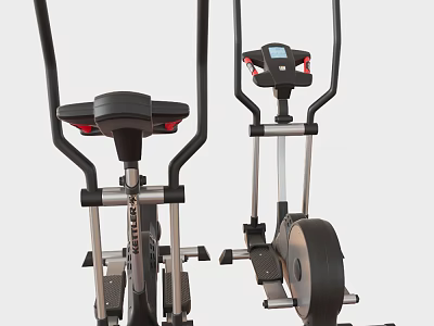 Sturdy Black Sports Equipment Elliptical Trainer With Digital Display Adjustable Seat And Flywheel Pedals 3d model