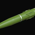 Green Military Missile With Red Tip Aerodynamic Shape And Metal Components