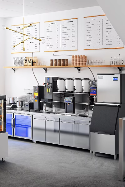 Dessert Shop Interior With Professional Equipment And Layout 3d model