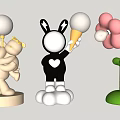 Cute Table Lamps With Hugging Bear Rabbit Holding Bulb And Flower Shapes