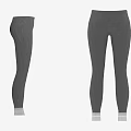Gray Ribbed Leggings With Ankle Cuff In Front And Back View 3d model