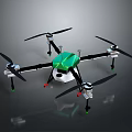 Aerospace Quadcopter Drone With Green Body Four Propellers For Space Exploration Missions