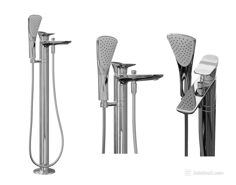 Modern Shower Head Fixtures With Different Styles Including Handheld And Overhead Sprayers In Stainless Steel 3d model 