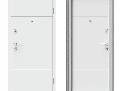 Elegant White Swing Door with Frame Lock Handle and Modern Design 3d model