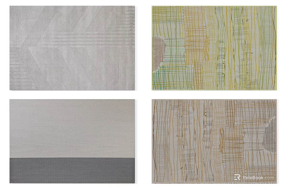 Modern Square Rugs With Geometric Patterns In Neutral And Vibrant Tones 3d model