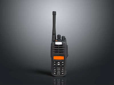Portable Handheld Walkie Talkie Electronic Device With Antenna Keypad And Orange Display Screen 3d model