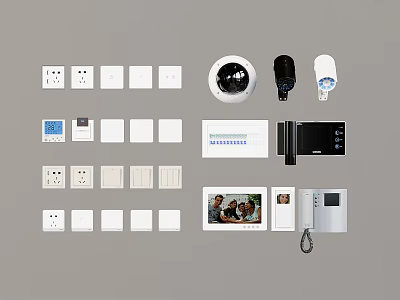 Projection Monitoring System Components Including Dome Cameras Sensors And Control Panels 3d model