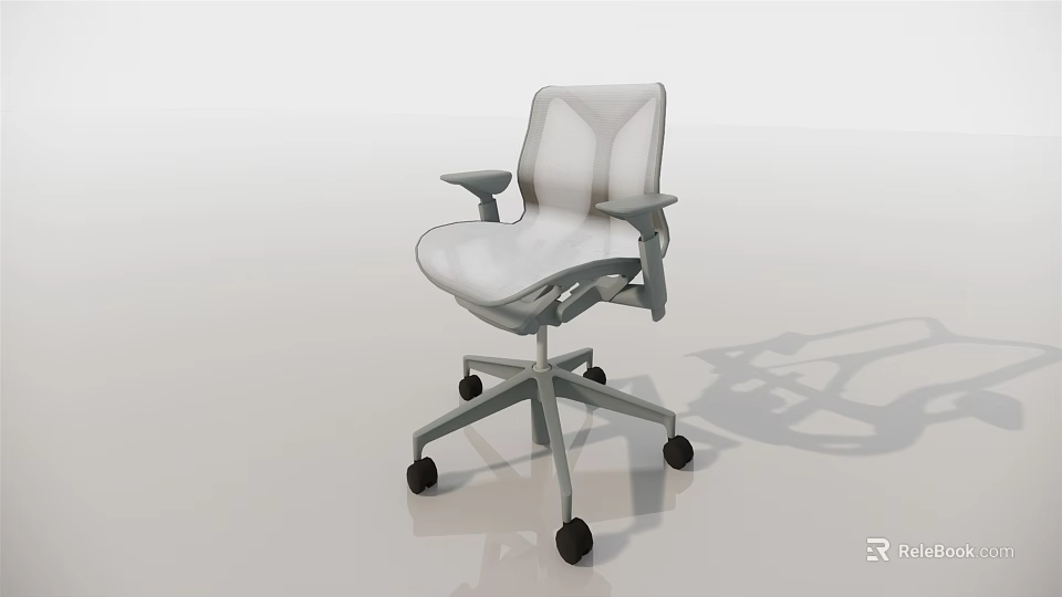 Sleek Modern Office Chair With Mesh Backrest Adjustable Armrests And Five Wheel Base 3d model