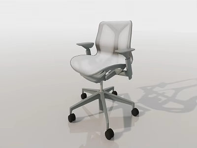 Sleek Modern Office Chair With Mesh Backrest Adjustable Armrests And Five Wheel Base 3d model