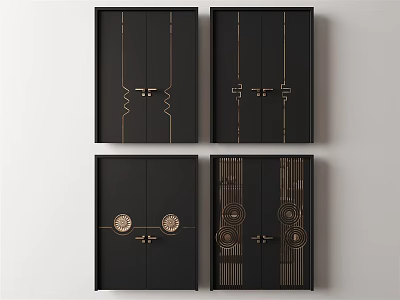 New Chinese Double Door 3d model