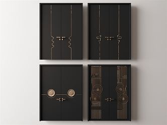 New Chinese Double Door 3d model