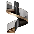 Modern Spiral Staircase Design With Glass Railing Black Structure And Gold Accents