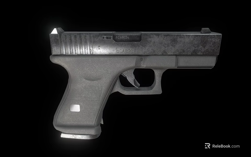 Tactical Modern Black Pistol Featuring Polymer Frame Textured Grip And Sleek Barrel Design 3d model 