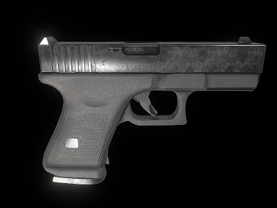 Tactical Modern Black Pistol Featuring Polymer Frame Textured Grip And Sleek Barrel Design 3d model