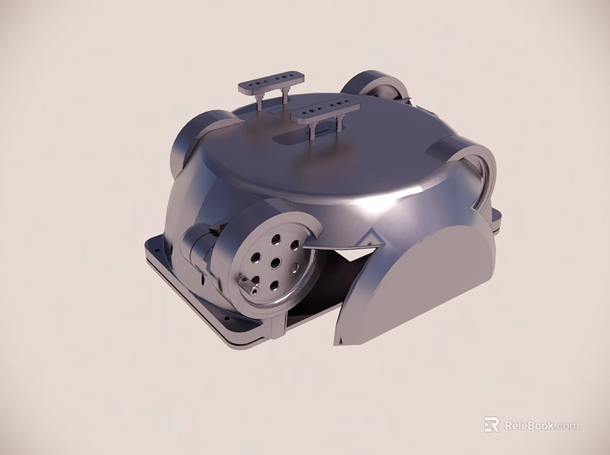 Industrial Equipment Metallic Pressure Vessel With Top Handles Side Holes And Sealed Structure 3d model 