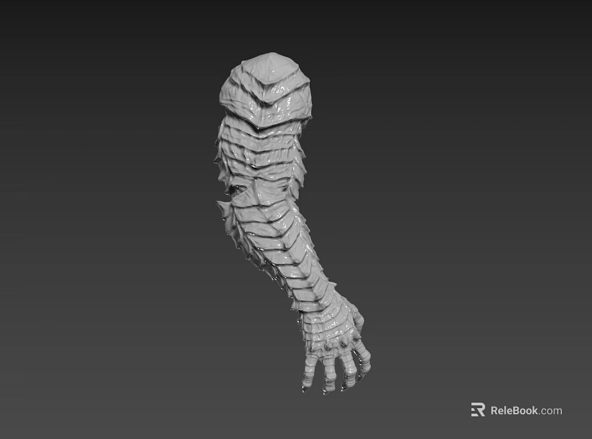 3D Model of Fantasy Creature Arm with Scaled Armored Structure and Textured Surface 3d model 