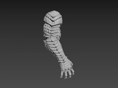 3D Model of Fantasy Creature Arm with Scaled Armored Structure and Textured Surface 3d model