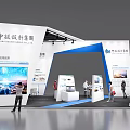 Modern Exhibition Booth for Zhongcheng Design Group with Blue White Theme and Large Screen