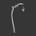 Classic Metal Street Lamp With Curved Pole And Lantern Shade