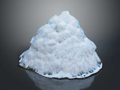 Isolated Snow Covered Mountain With Exposed Rocks Dark Background And Base Reflection 3d model