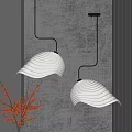 Modern Shell Shaped White Chandeliers With Wavy Texture Warm Light And Decorative Plants 3d model