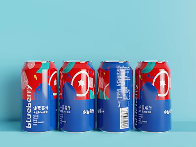 Blueberry Juice Canned Beverage With Refreshing Cool Taste And Colorful Design 3d model