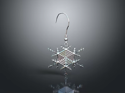 Snowflake Shaped Silver Earrings With Delicate Geometric Design For Women's Fashion 3d model