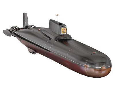 Modern Dark Colored Military Submarine Design With Conning Tower And Emblem 3d model