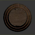 Wooden Bucket Shaped Decorative Ornament Set With Orange Hoops And Wood Grain