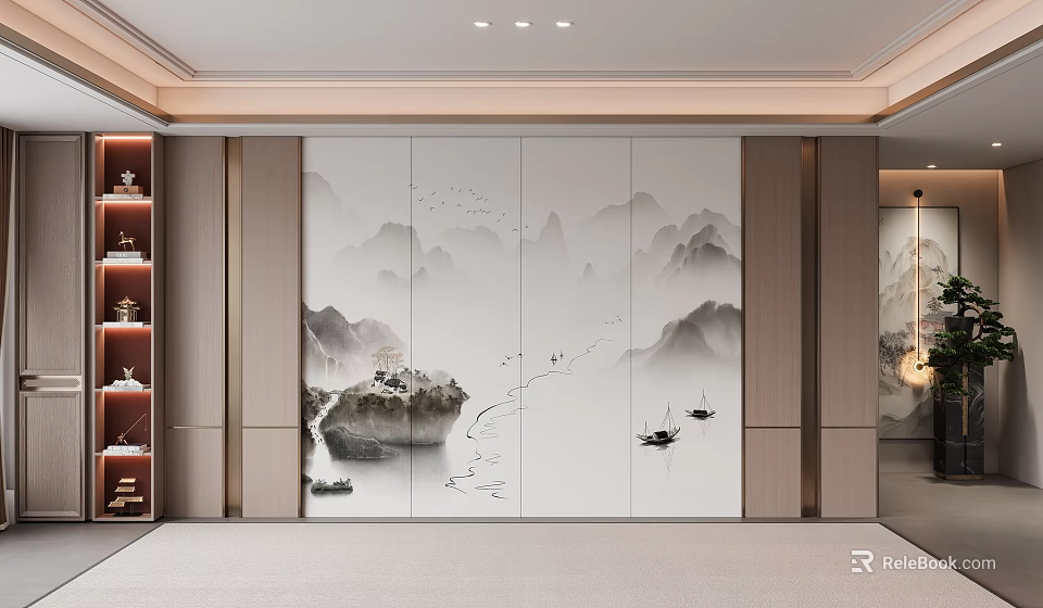 Stylish Modern Sideboard In Open Kitchen With Functional Storage And Sleek Design 3d model