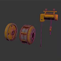 Heavy Duty Industrial Crane Equipment With Yellow Pulley And Cable Drum Wheels