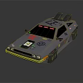 Futuristic Cyberpunk Car With Neon Green Lights Roof Engine And Sticker Decals