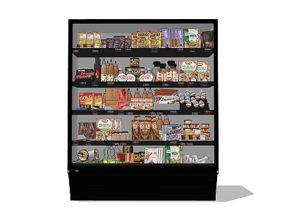 Commercial Refrigerator Freezer Display with Multi-tiered Shelves for Various Packaged Foods 3d model