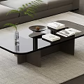 Sleek Modern Dark Glass Top Wooden Base Coffee Table For Living Room Interior Decor