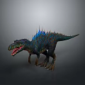 Realistic 3D Dinosaur Model With Colorful Spikes Open Mouth And Vibrant Scales
