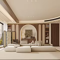 Modern Living Dining Room Interior With Open Concept Large Windows Mountain View And Beige Sofa