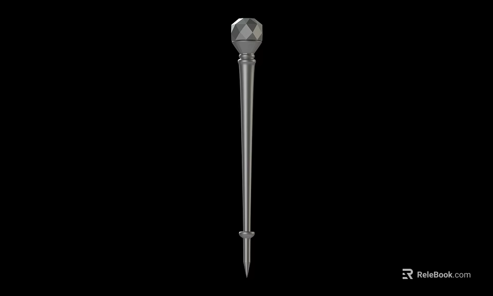 Silver Metal Weapon With Diamond Shaped Head Long Handle And Spiked Base 3d model