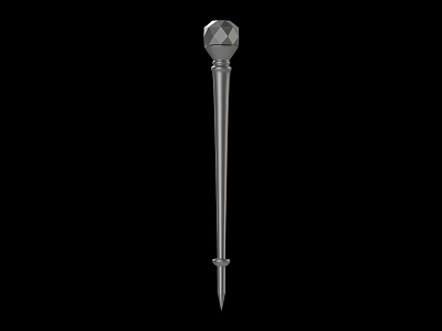 Silver Metal Weapon With Diamond Shaped Head Long Handle And Spiked Base 3d model
