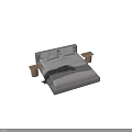 Modern Double Bed Interior Design With Wooden Nightstand Linen Bedding And Gray Blanket