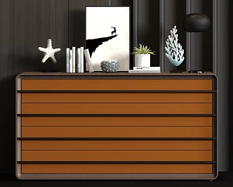 New Chinese Style Solid Wood Leather End View Cabinet Jewelry Combination 3d model