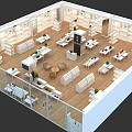 Modern Store Interior With White Shelves Wooden Flooring Tables Chairs Open Layout And Display Areas