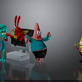 SpongeBob SquarePants Patrick Star Squidward And Mr Krabs 3D Interactive Group Scene