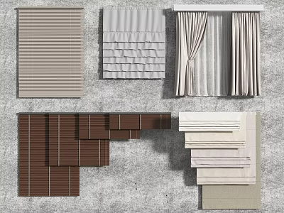 Modern Curtains And Blinds With Pleated Styles And Various Colors For Interior Design 3d model