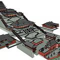Ancient Chinese Architecture Main Gate With Curved Eaves Red Walls And Stone Lions