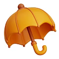 Orange Cartoon Style Umbrella With Curved Handle And Decorative Ribs For Daily Life Use