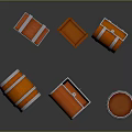 Orange Wooden Barrels And Open Closed Crates With Silver Hoops Storage Supplies