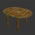 Wooden Oval Furniture Table with Four Legs Natural Wood Finish