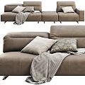Modern Modular Casual Sofa Set With Upholstered Design And Neutral Accent Pillows 3d model
