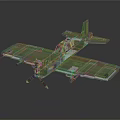Green Military Fighter Jet Model With Detailed Wings And Fuselage