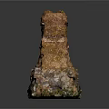 Natural Rough Textured Stone Scene Component With Brown Green Moss Accents